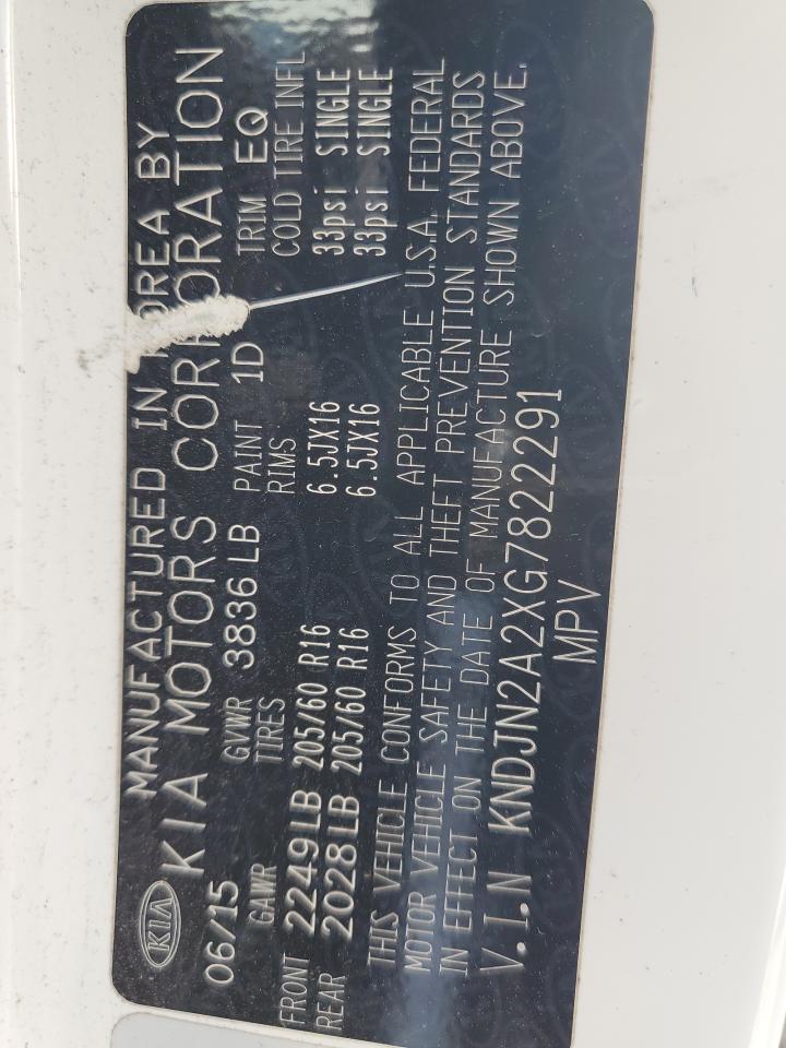 2016 Kia Soul VIN: KNDJN2A2XG7822291 Lot: 71114735