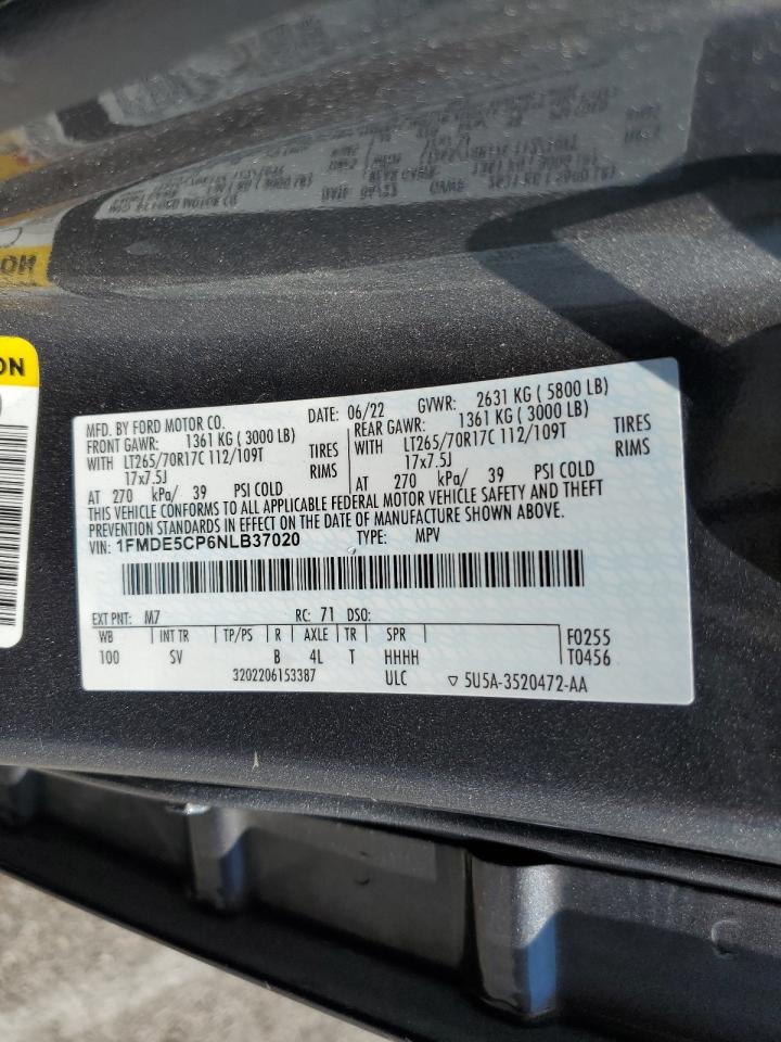 2022 Ford Bronco Base VIN: 1FMDE5CP6NLB37020 Lot: 81491585