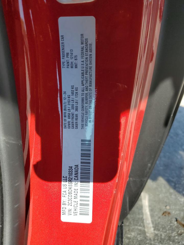 2025 Dodge Charger Daytona Scat Pack VIN: 2C3CDBDK6SR210334 Lot: 80630735