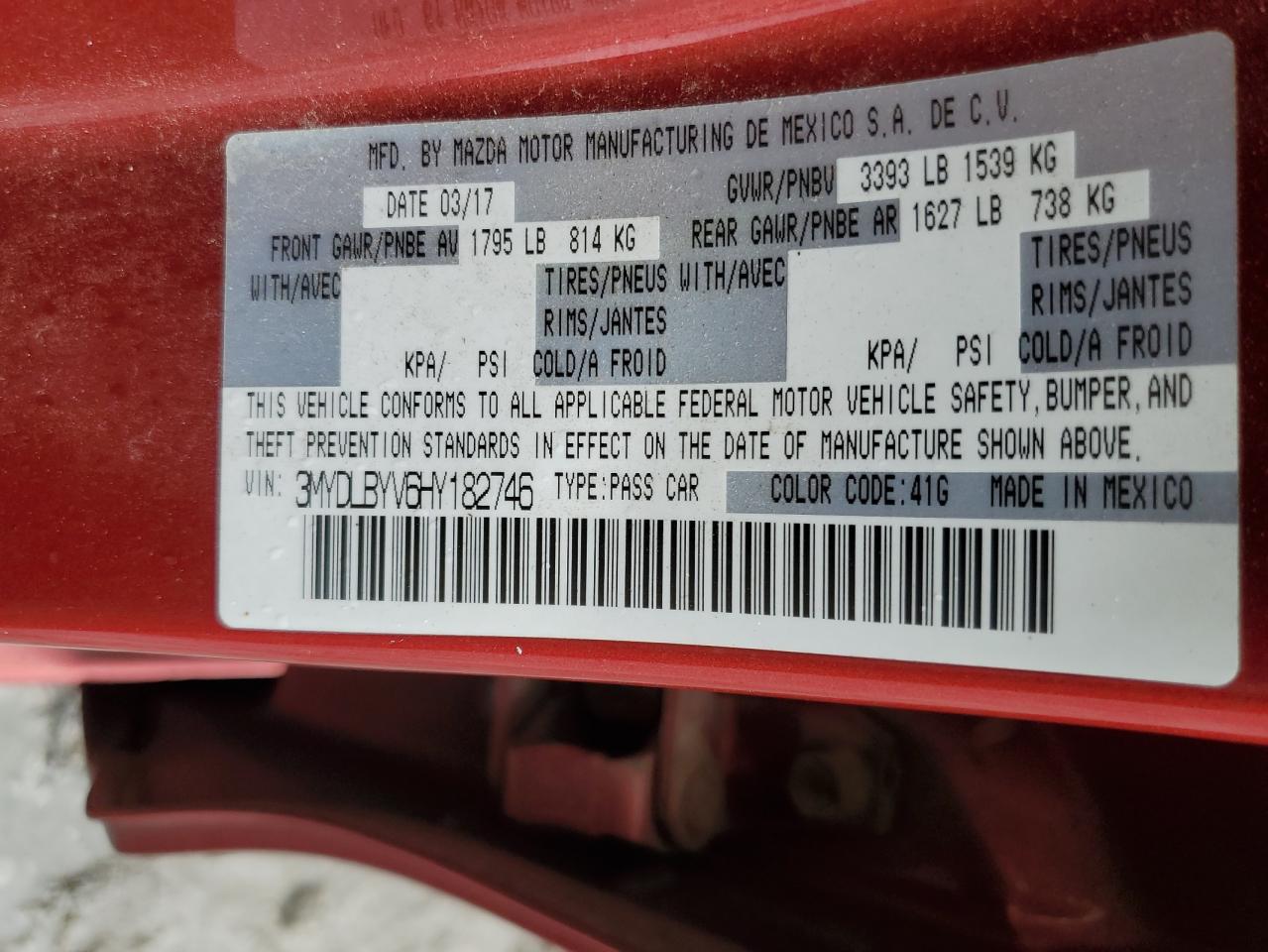 2017 Toyota Yaris Ia VIN: 3MYDLBYV6HY182746 Lot: 84266805