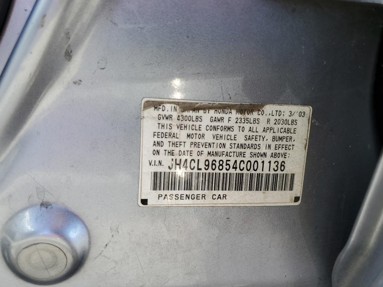 2004 Acura Tsx VIN: JH4CL96854C001136 Lot: 80522785