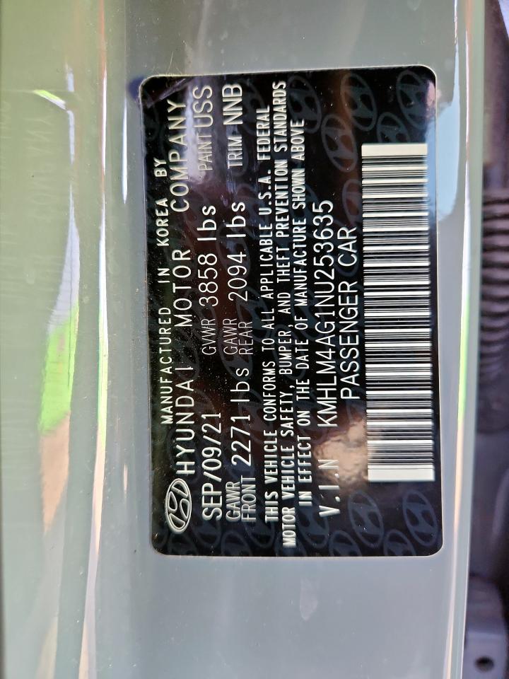 2022 Hyundai Elantra Sel VIN: KMHLM4AG1NU253635 Lot: 80023705