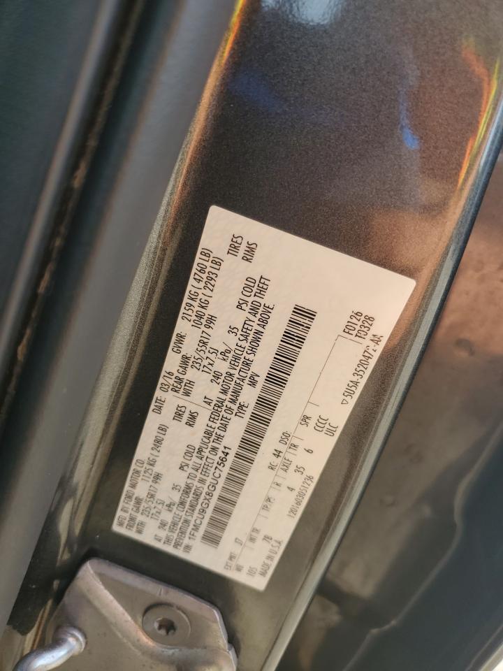 2016 Ford Escape Se VIN: 1FMCU9GX8GUC75641 Lot: 80919655