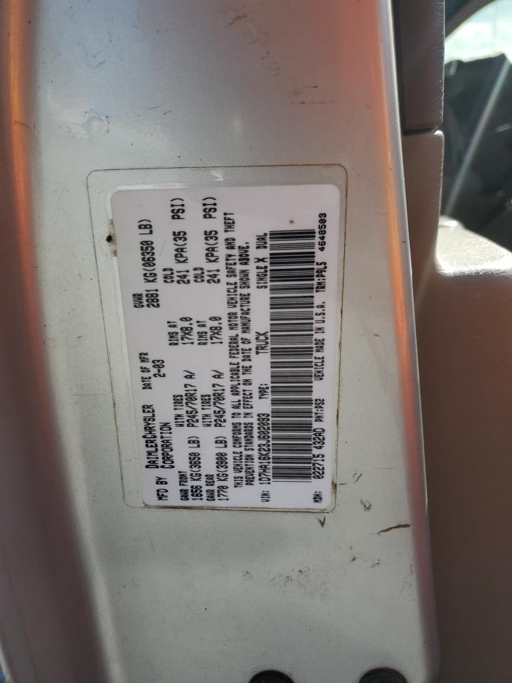 2003 Dodge Ram 1500 St VIN: 1D7HA16K23J602093 Lot: 81409815