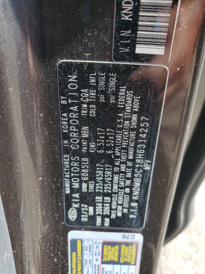 2017 Kia Sedona Lx VIN: KNDMB5C18H6314257 Lot: 71365835