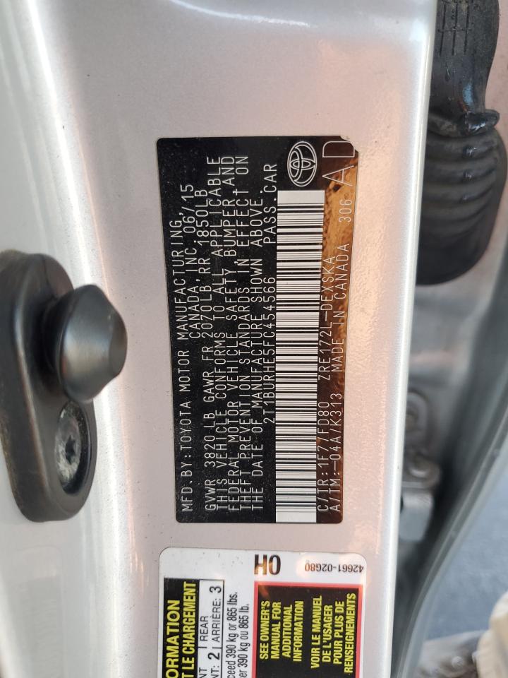 2015 Toyota Corolla L VIN: 2T1BURHE5FC454566 Lot: 84569725