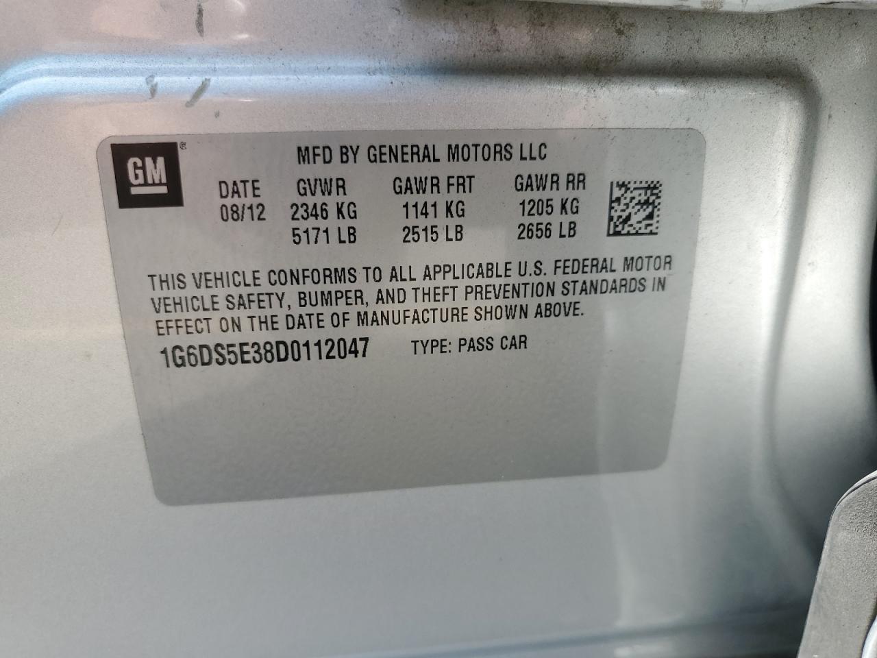 2013 Cadillac Cts Premium Collection VIN: 1G6DS5E38D0112047 Lot: 81261535