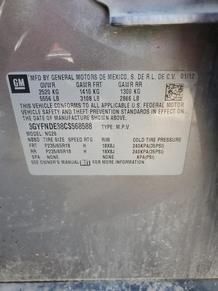 2012 Cadillac Srx Luxury Collection VIN: 3GYFNDE38CS568588 Lot: 81827875