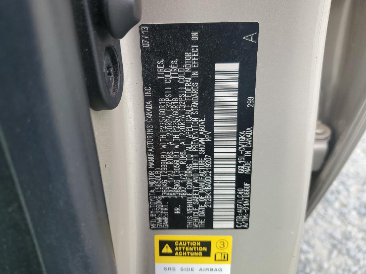 2013 Lexus Rx 350 Base VIN: 2T2BK1BA0DC219207 Lot: 84234805