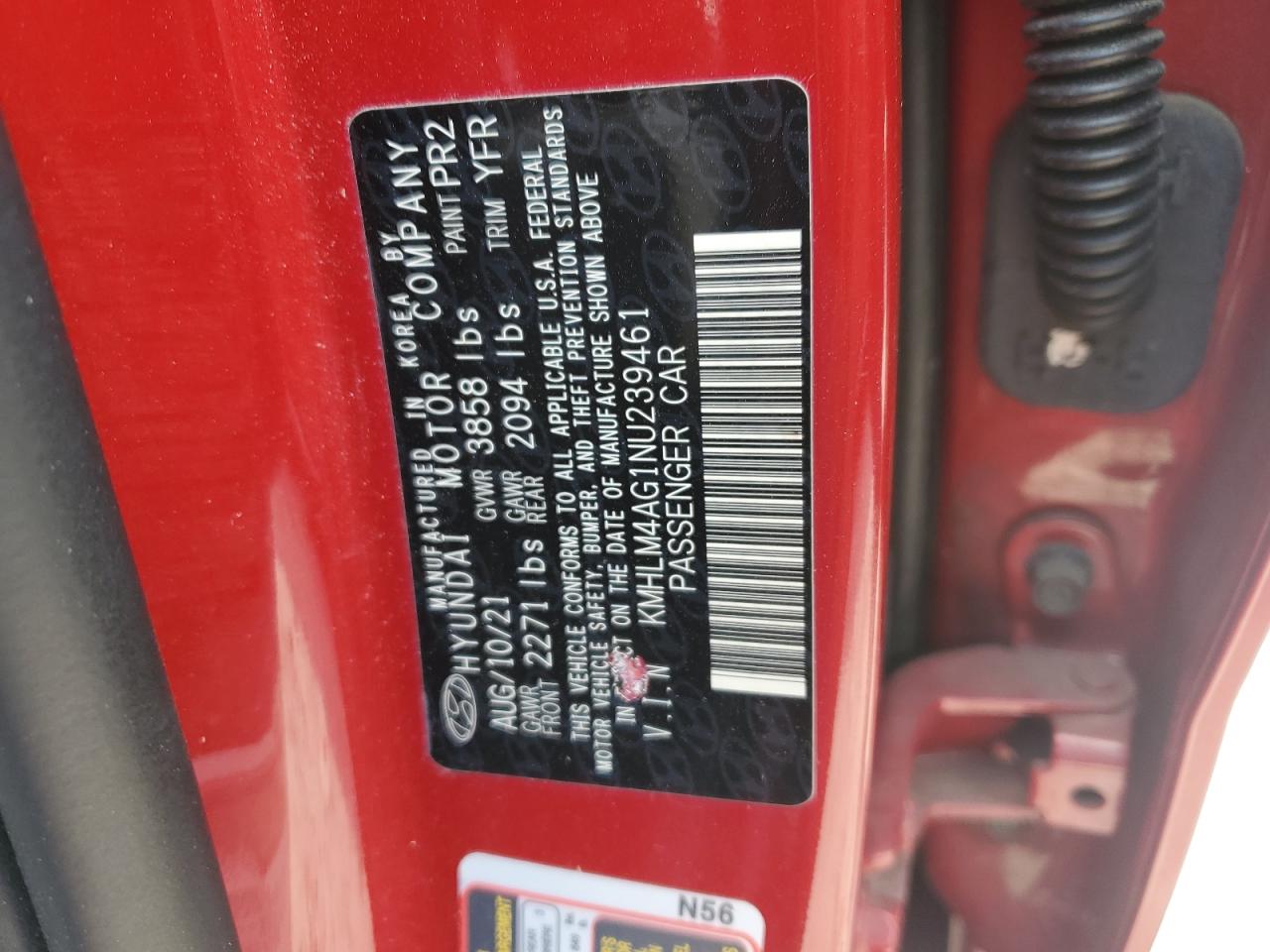 2022 Hyundai Elantra Sel VIN: KMHLM4AG1NU239461 Lot: 80452015