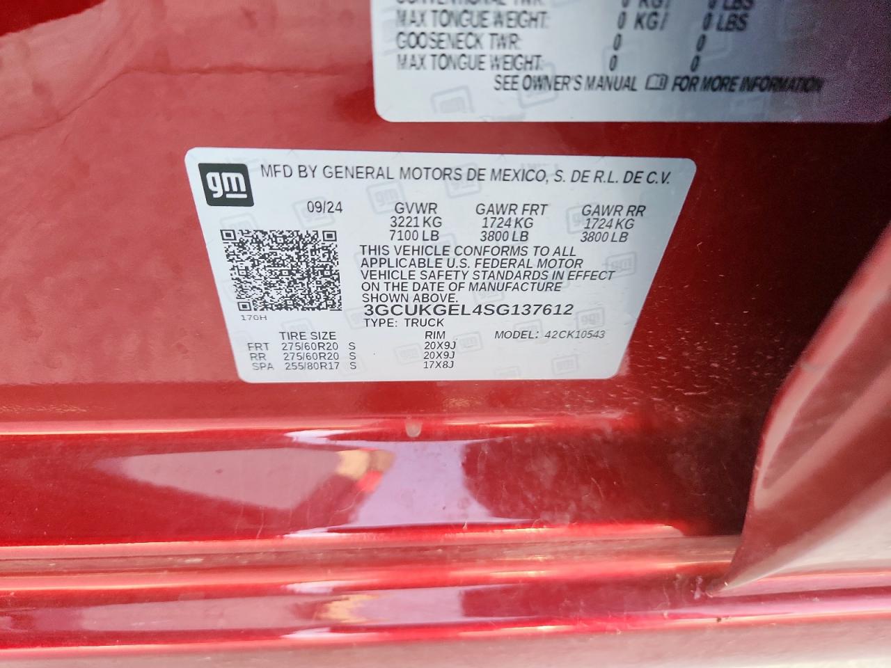 2025 Chevrolet Silverado K1500 Ltz VIN: 3GCUKGEL4SG137612 Lot: 81843135