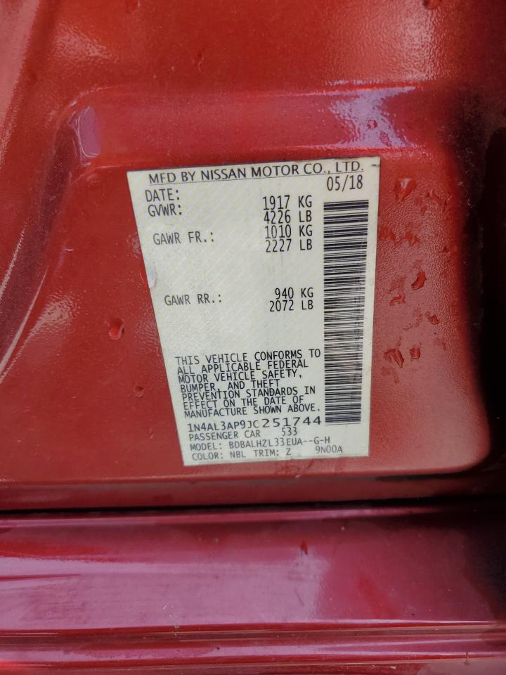 2018 Nissan Altima 2.5 VIN: 1N4AL3AP9JC251744 Lot: 83888855