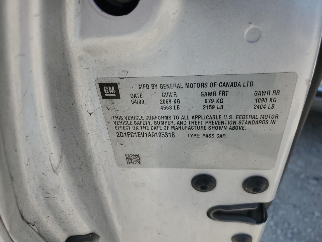 2010 Chevrolet Camaro Lt VIN: 2G1FC1EV1A9105318 Lot: 80531235