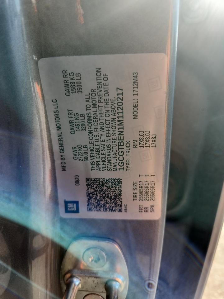 2021 Chevrolet Colorado VIN: 1GCGTBEN1M1120217 Lot: 81196435