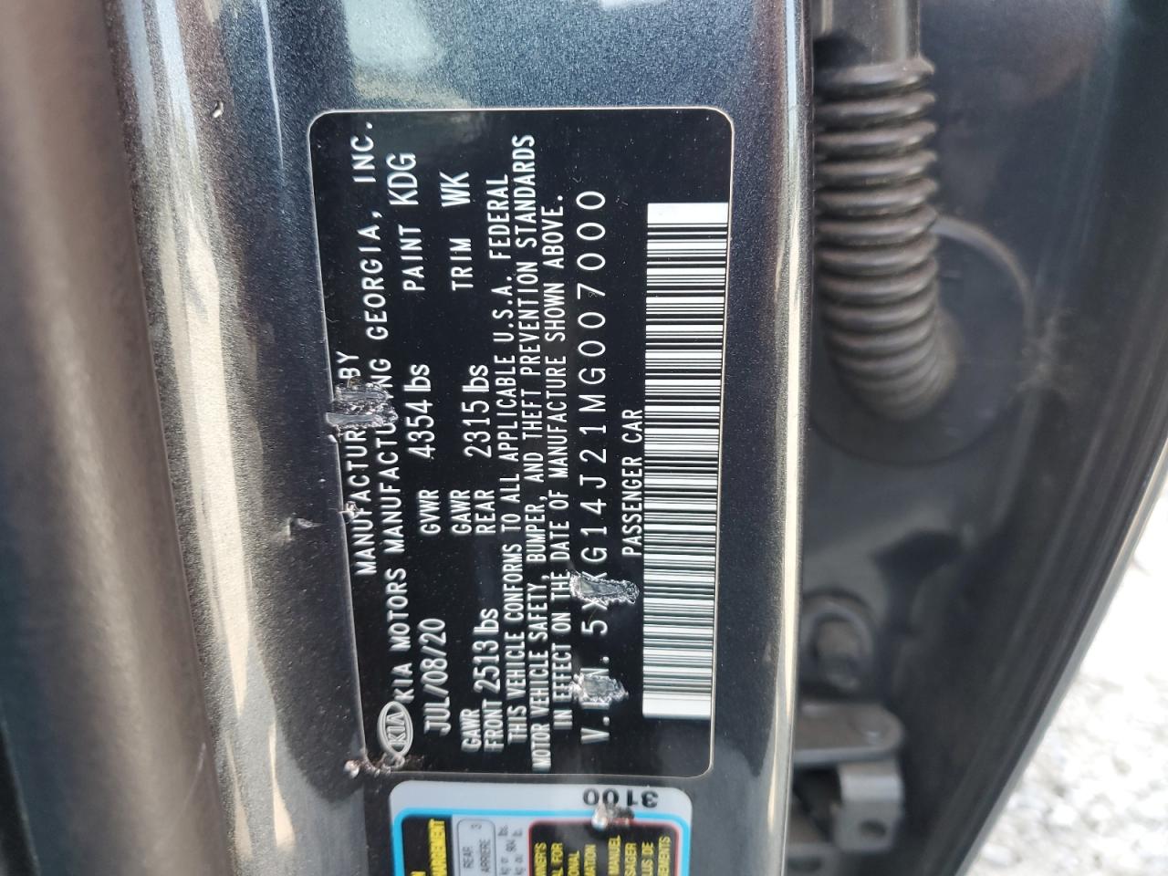 2021 Kia K5 Lxs VIN: 5XXG14J21MG007000 Lot: 81569775