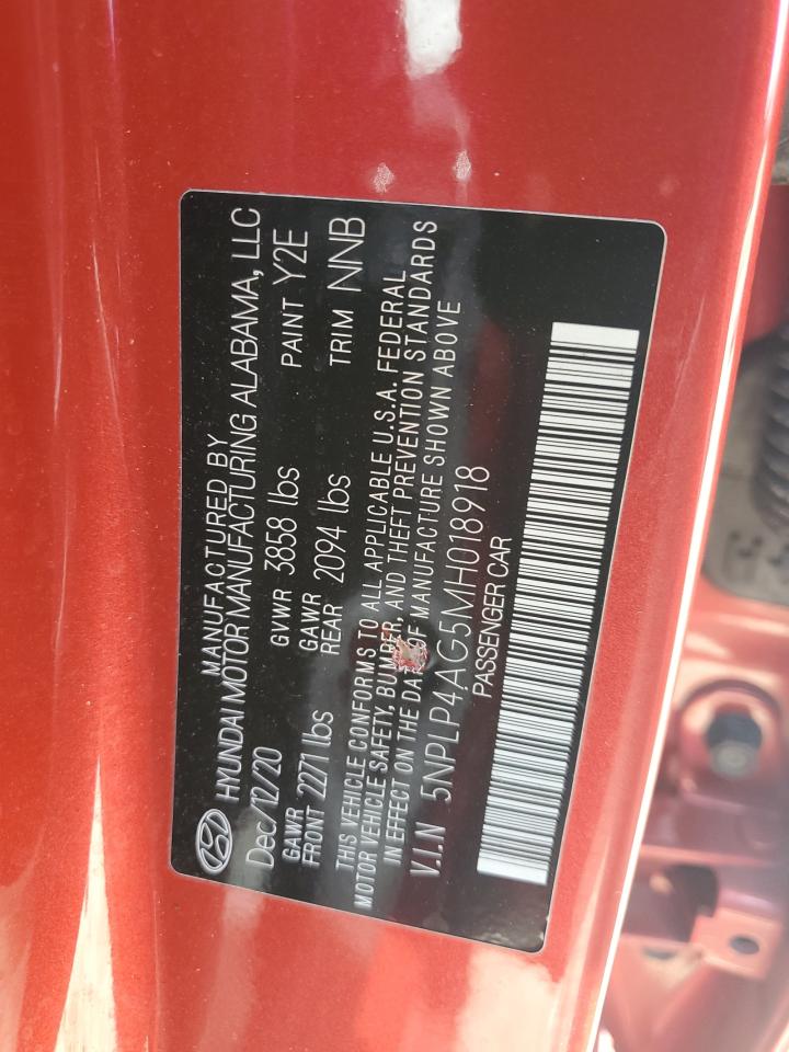 2021 Hyundai Elantra Limited VIN: 5NPLP4AG5MH018918 Lot: 81767585