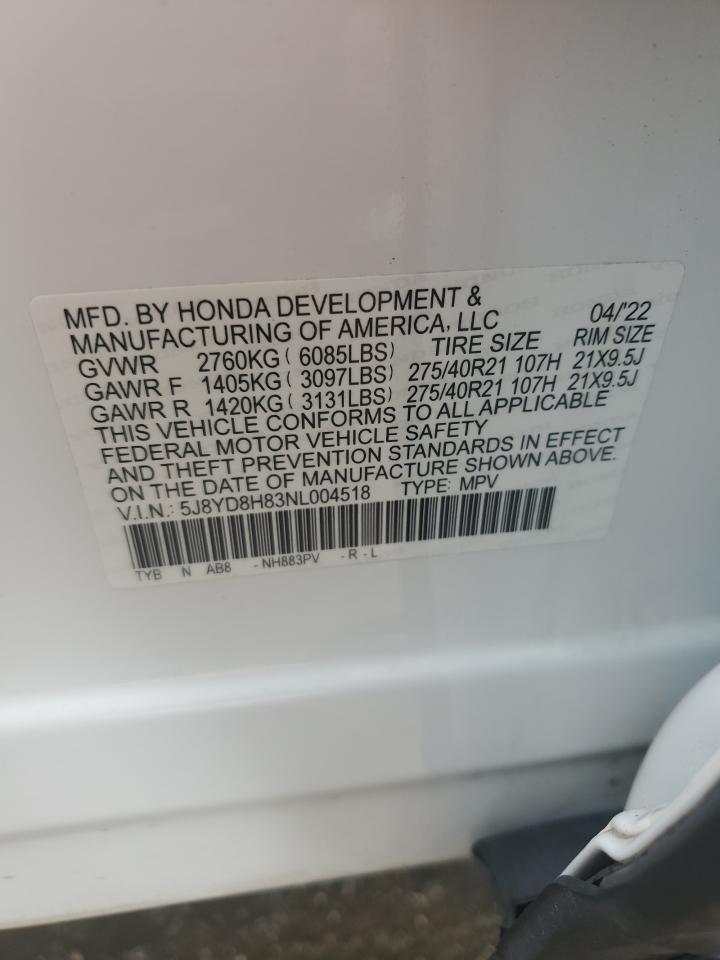 2022 Acura Mdx Type S Advance VIN: 5J8YD8H83NL004518 Lot: 82029485