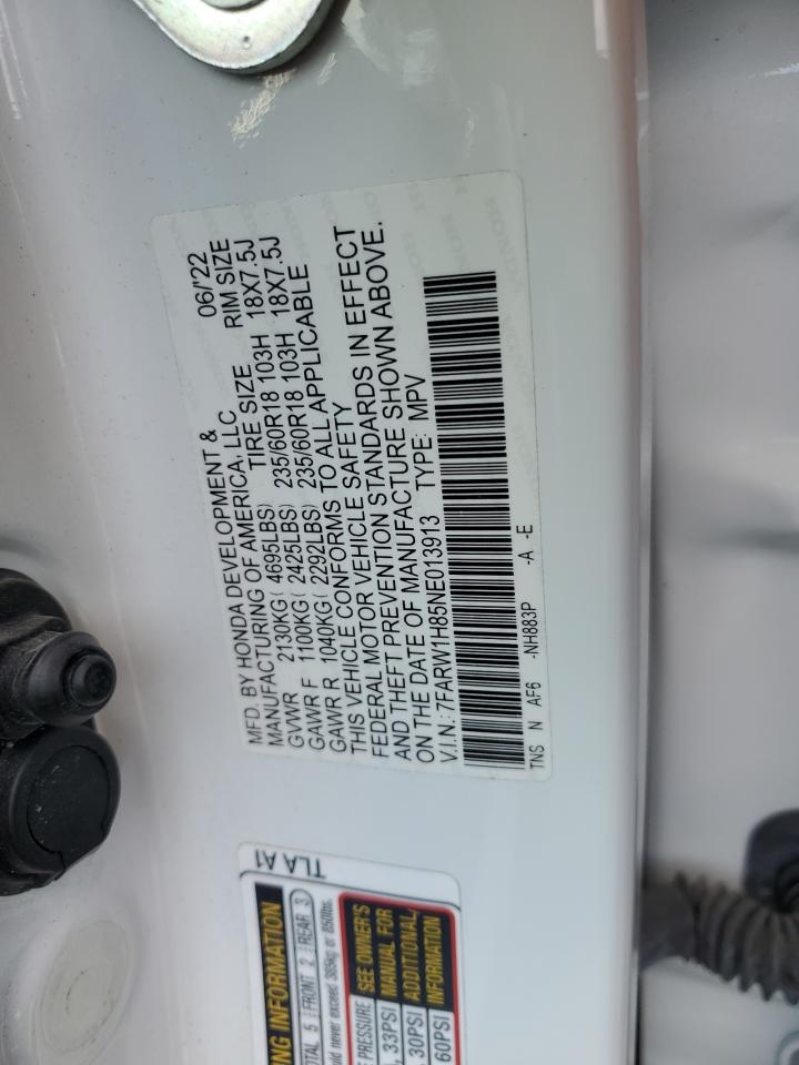 2022 Honda Cr-V Exl VIN: 7FARW1H85NE013913 Lot: 80155135