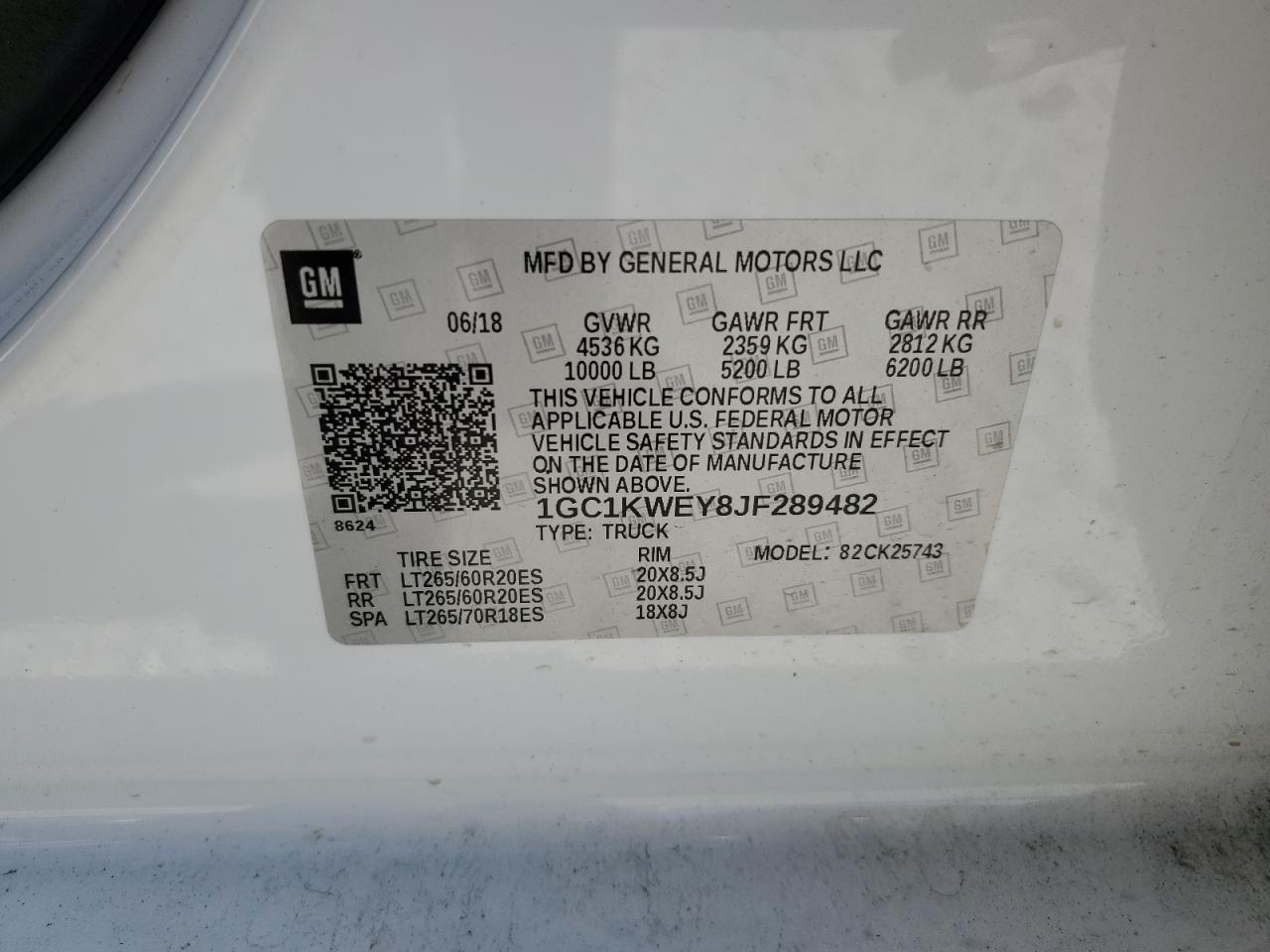 2018 Chevrolet Silverado K2500 Heavy Duty Ltz VIN: 1GC1KWEY8JF289482 Lot: 80512235