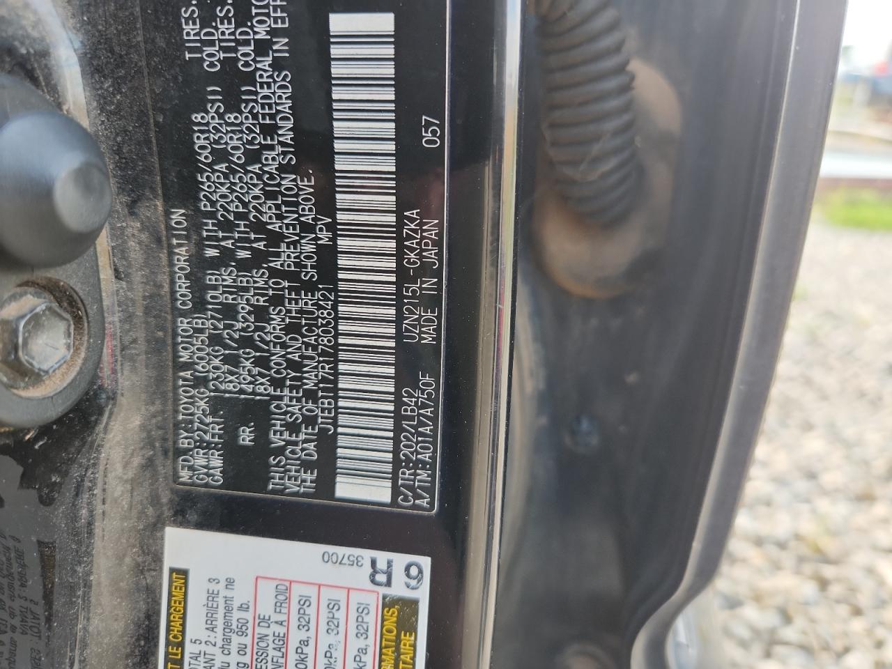 2007 Toyota 4Runner Limited VIN: JTEBT17R178038421 Lot: 70709325