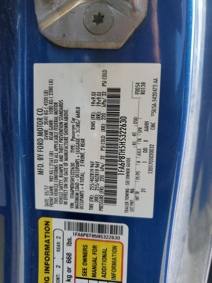 2017 Ford Mustang VIN: 1FA6P8TH5H5322630 Lot: 84253525