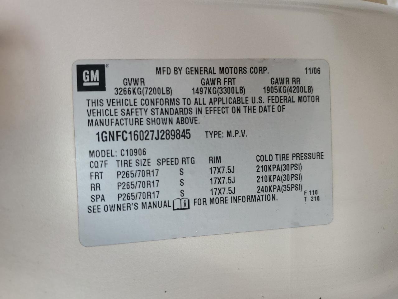 2007 Chevrolet Suburban C1500 VIN: 1GNFC16027J289845 Lot: 81099795