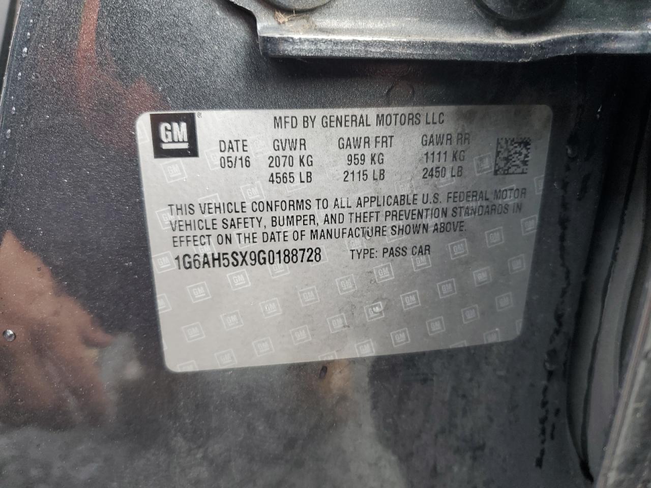 2016 Cadillac Ats Luxury VIN: 1G6AH5SX9G0188728 Lot: 80240545