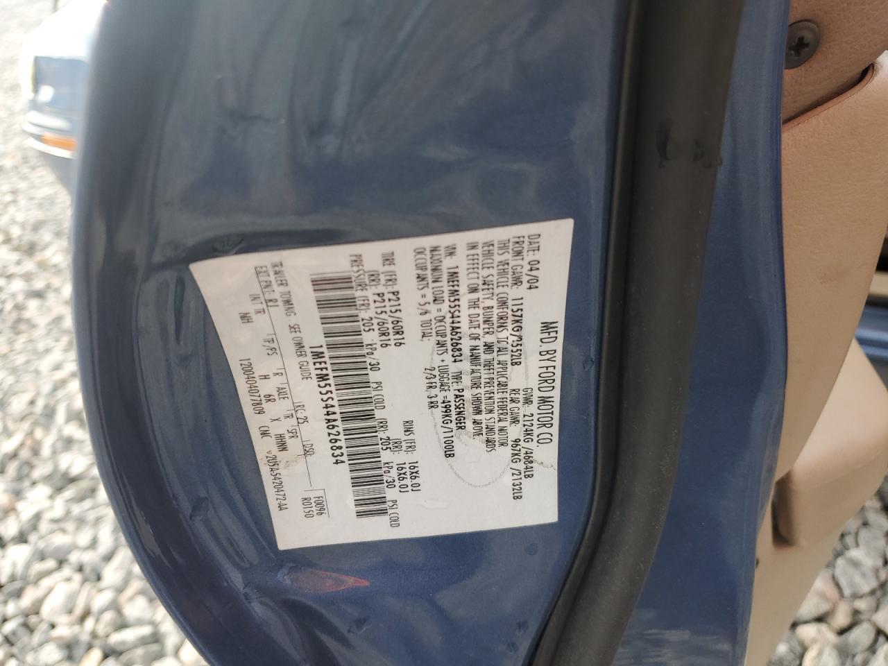 2004 Mercury Sable Ls Premium VIN: 1MEFM55S44A626834 Lot: 82036125