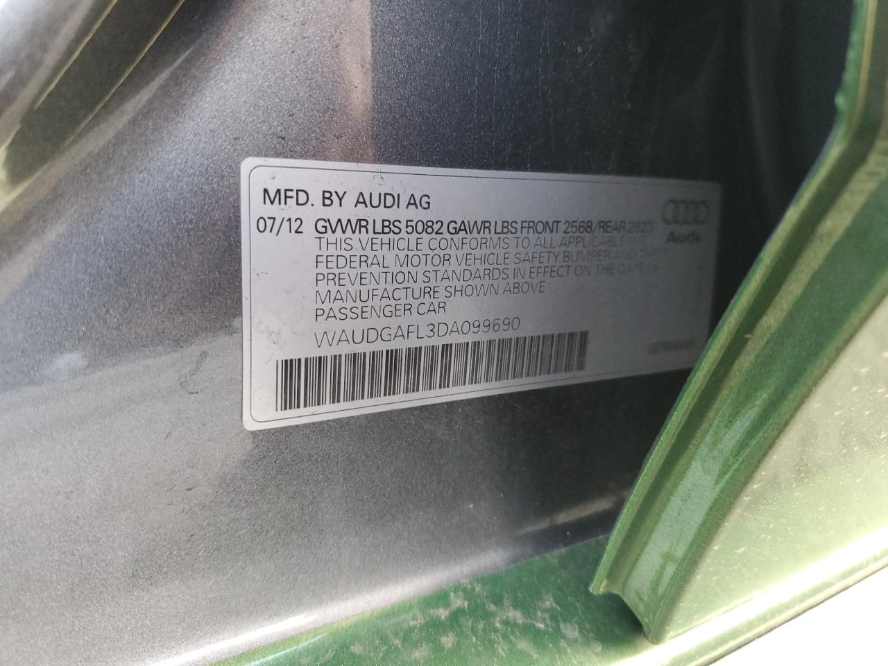 2013 Audi S4 Premium Plus VIN: WAUDGAFL3DA099690 Lot: 81472715