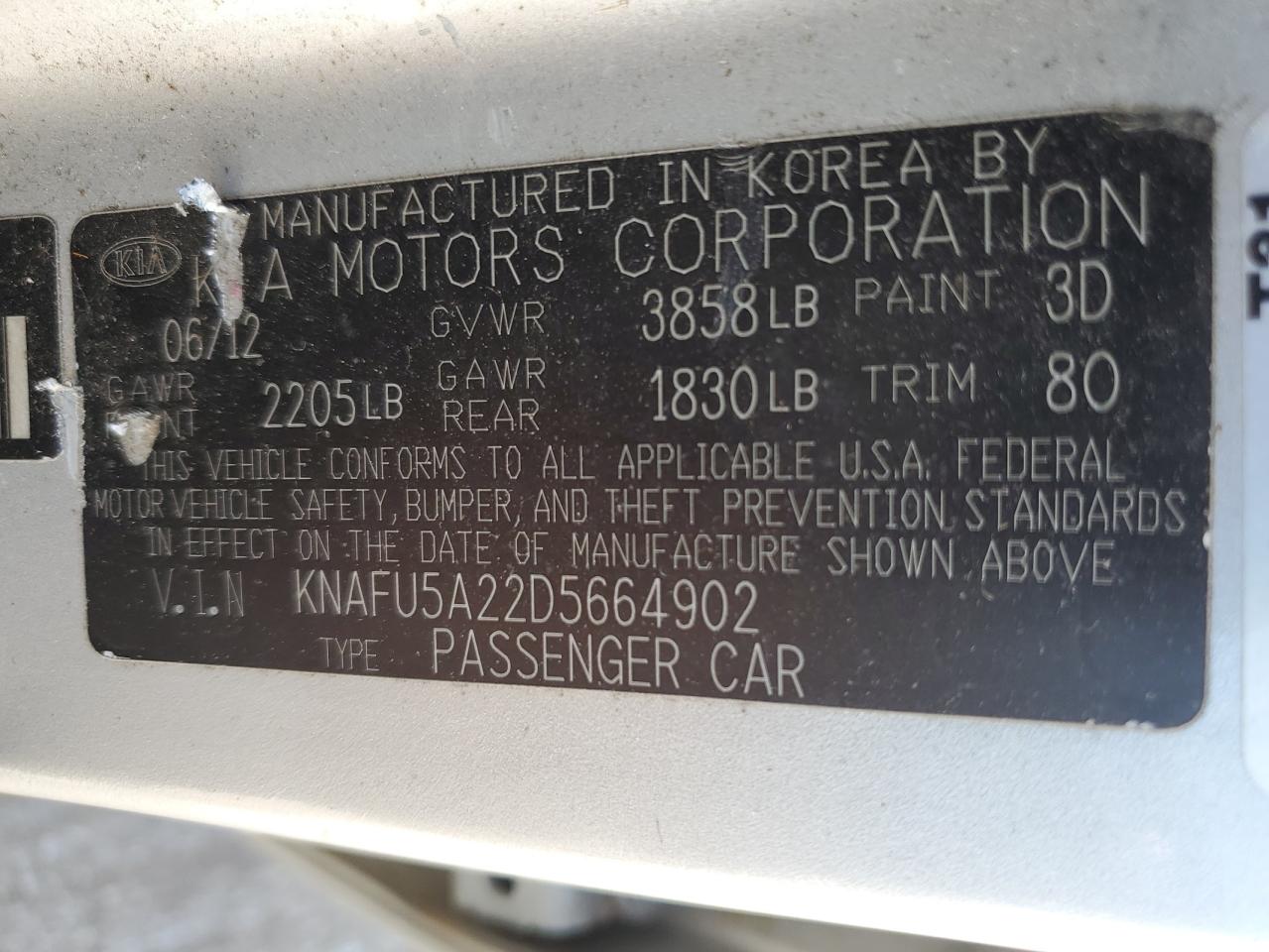 2013 Kia Forte Ex VIN: KNAFU5A22D5664902 Lot: 80181345