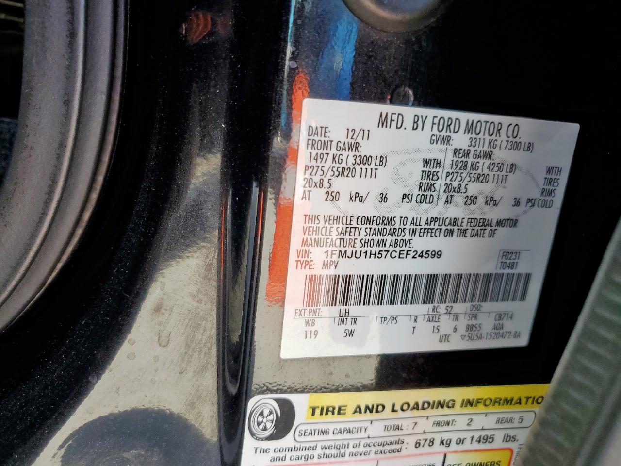 2012 Ford Expedition Xlt VIN: 1FMJU1H57CEF24245 Lot: 82131435