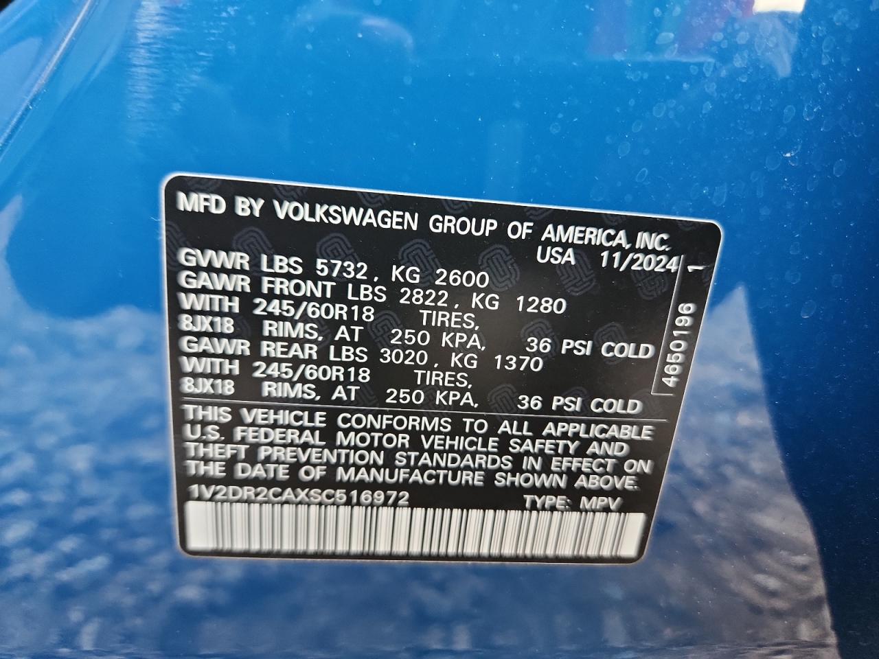 2025 Volkswagen Atlas Se VIN: 1V2DR2CAXSC516972 Lot: 80857525