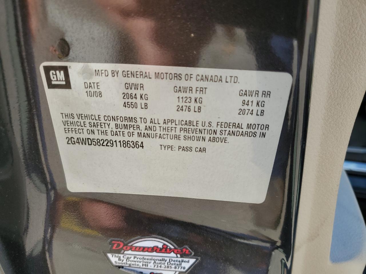 2009 Buick Lacrosse Cxl VIN: 2G4WD582291186364 Lot: 84281915