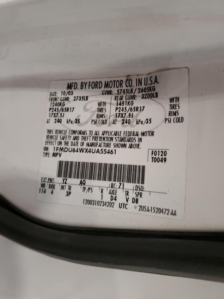 2004 Ford Explorer Eddie Bauer VIN: 1FMDU64WX4UA55461 Lot: 71565445