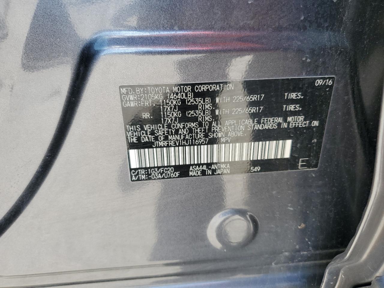 2017 Toyota Rav4 Xle VIN: JTMRFREV1HJ116957 Lot: 82163055