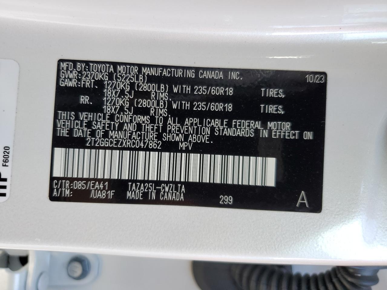 2024 Lexus Nx 350 Premium VIN: 2T2GGCEZXRC047862 Lot: 81339535