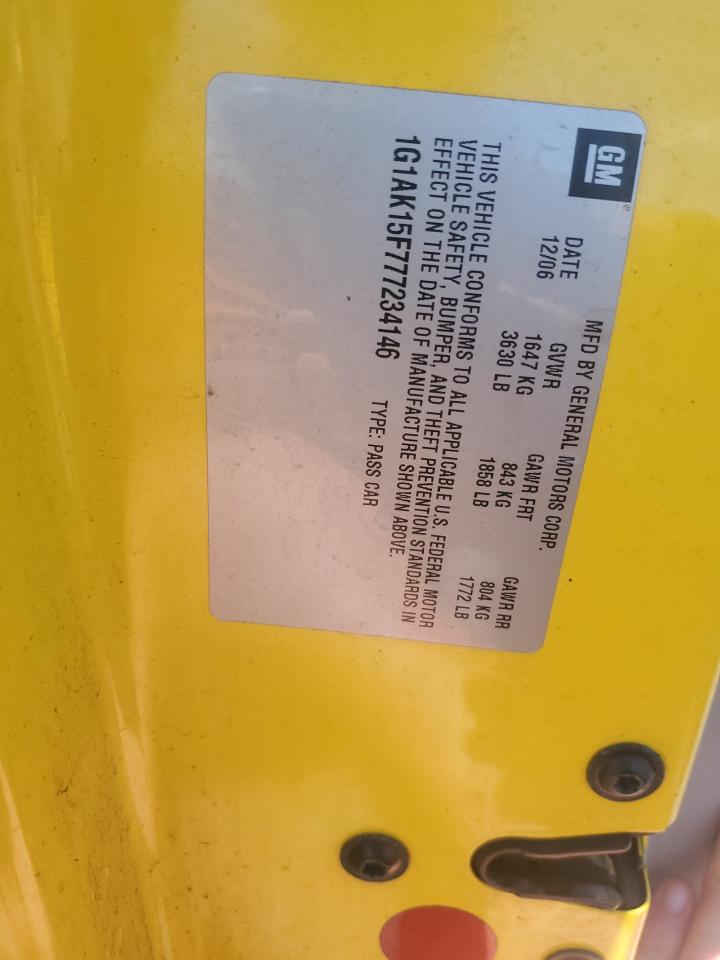 2007 Chevrolet Cobalt Ls VIN: 1G1AK15F777234146 Lot: 71969895