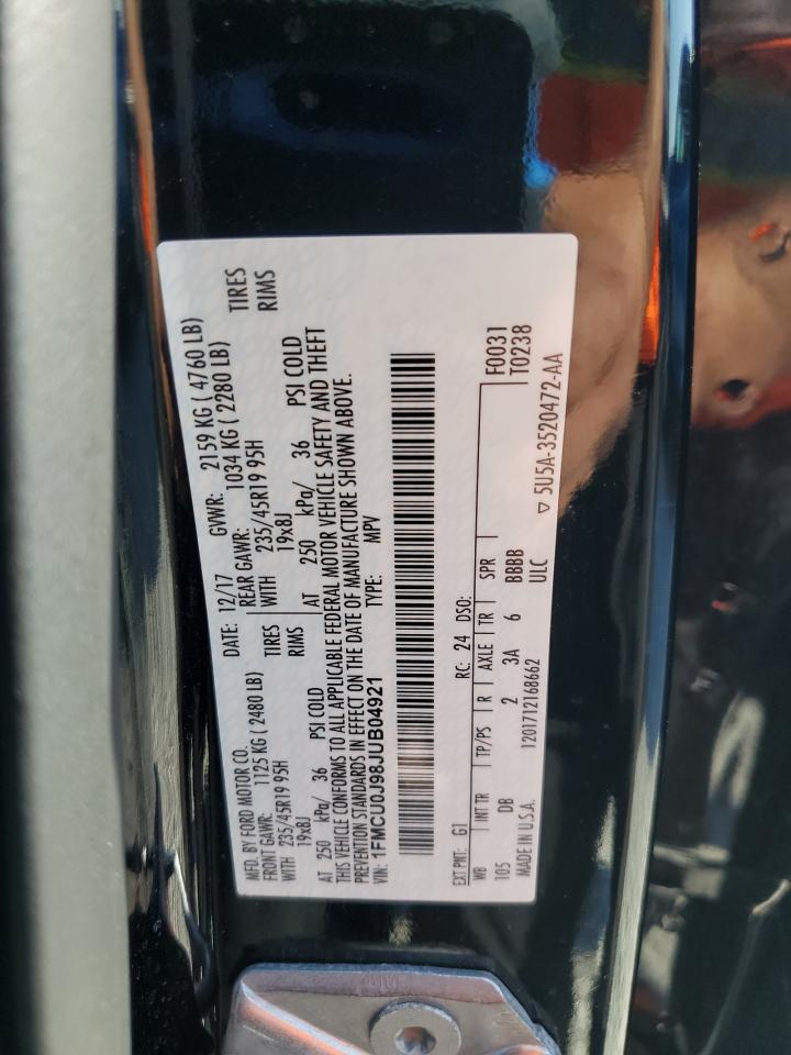 2018 Ford Escape Titanium VIN: 1FMCU0J98JUB04921 Lot: 81129915