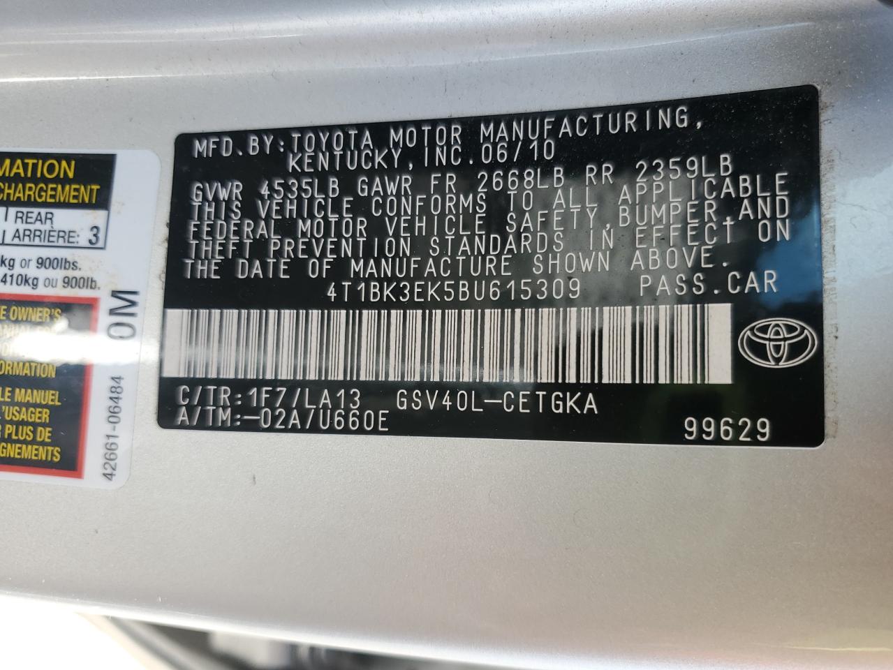 2011 Toyota Camry Se VIN: 4T1BK3EK5BU615309 Lot: 71511225