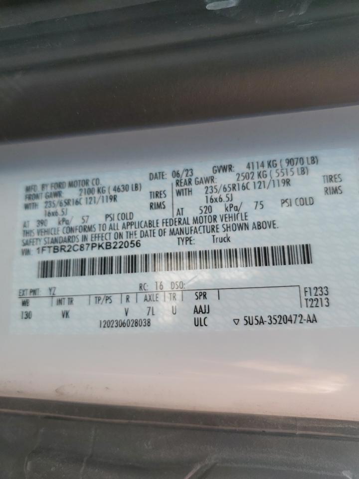 2023 Ford Transit T-250 VIN: 1FTBR2C87PKB22056 Lot: 68147405