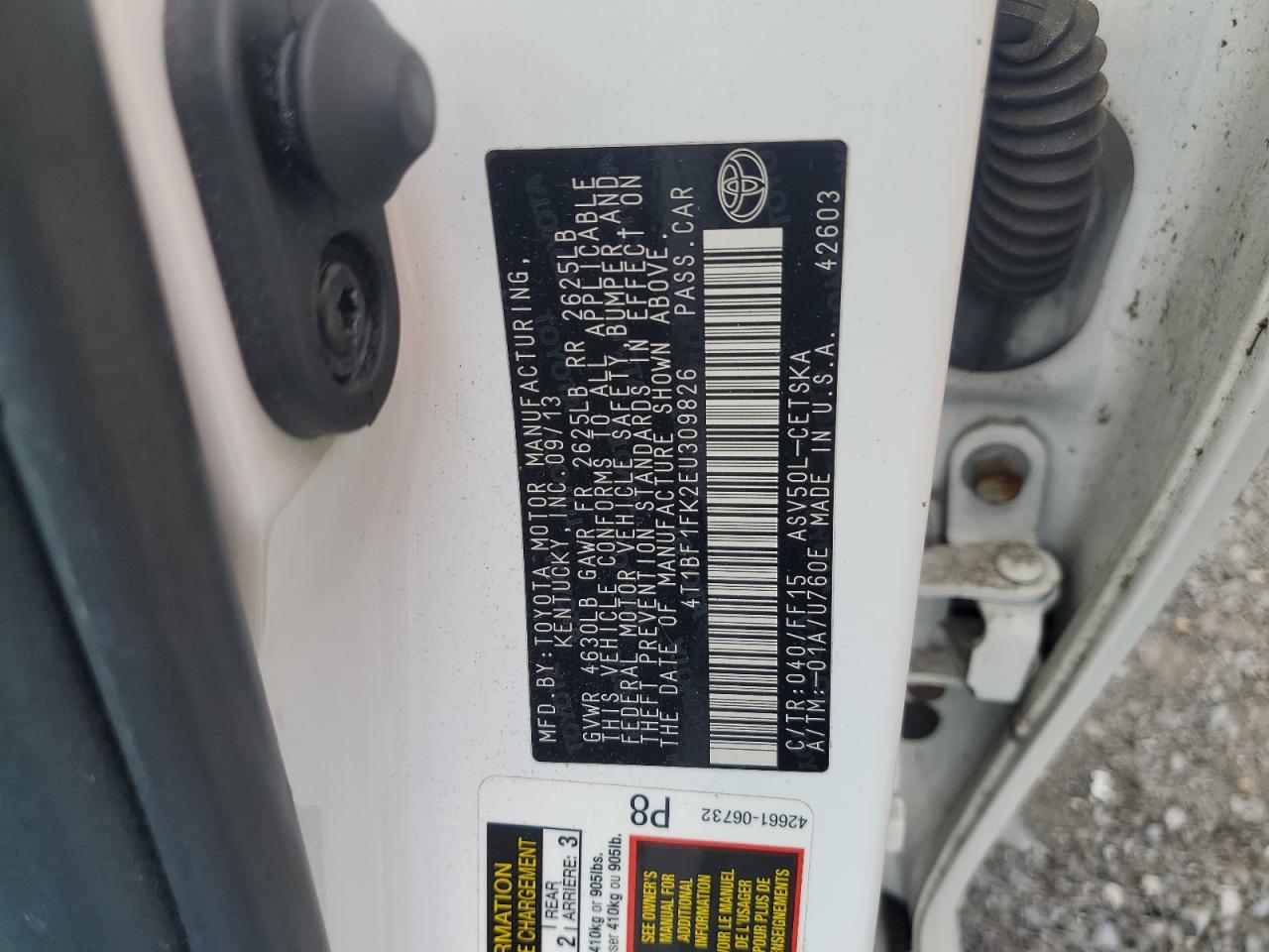 2014 Toyota Camry L VIN: 4T1BF1FK2EU309826 Lot: 81091395
