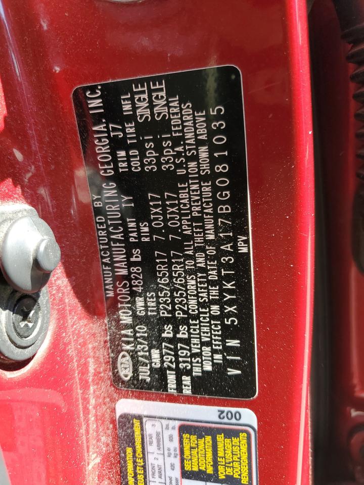 2011 Kia Sorento Base VIN: 5XYKT3A17BG081035 Lot: 81802205