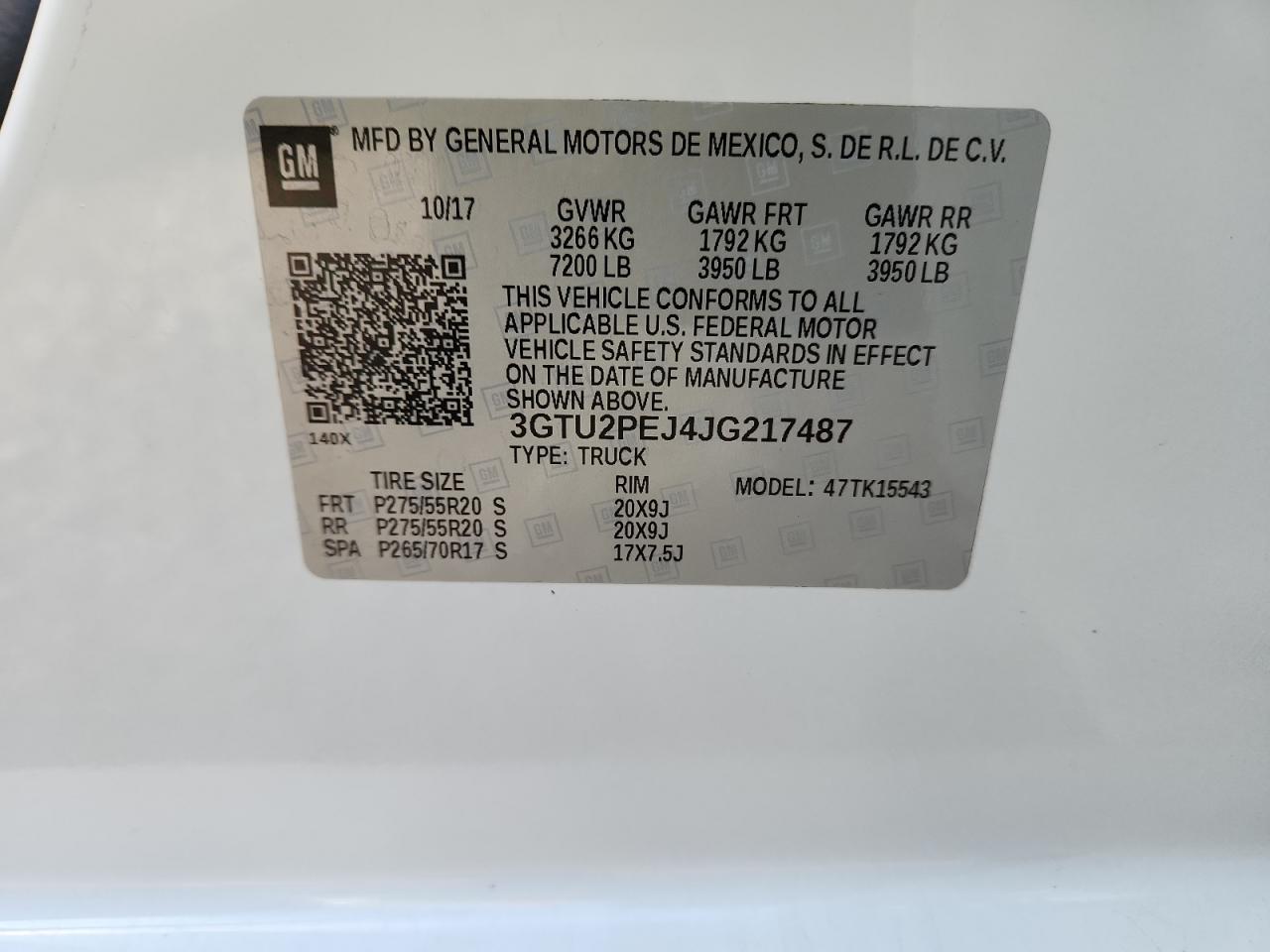 2018 GMC Sierra K1500 Denali VIN: 3GTU2PEJ4JG217487 Lot: 80302485