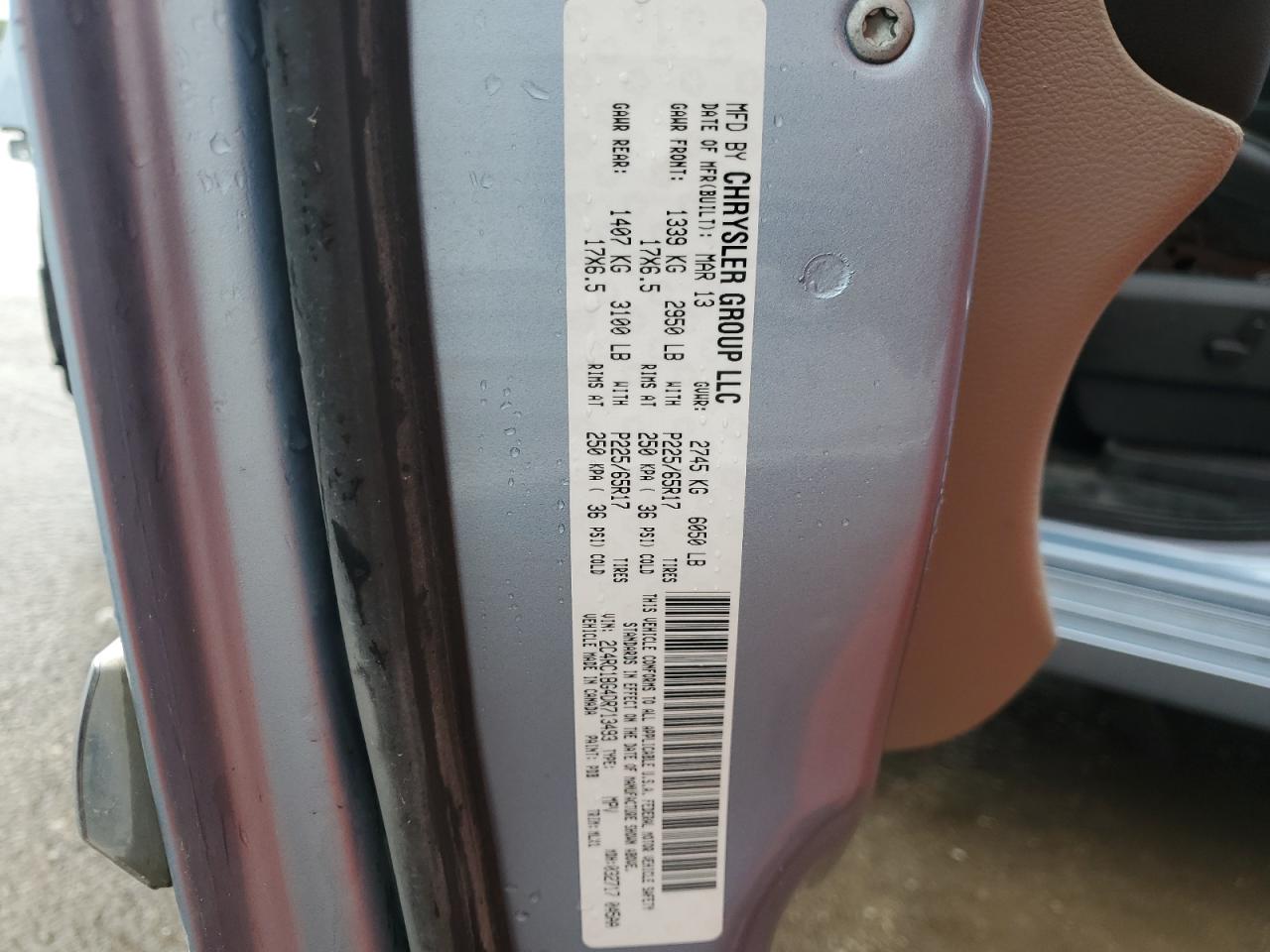 2013 Chrysler Town & Country Touring VIN: 2C4RC1BG4DR713493 Lot: 80030255