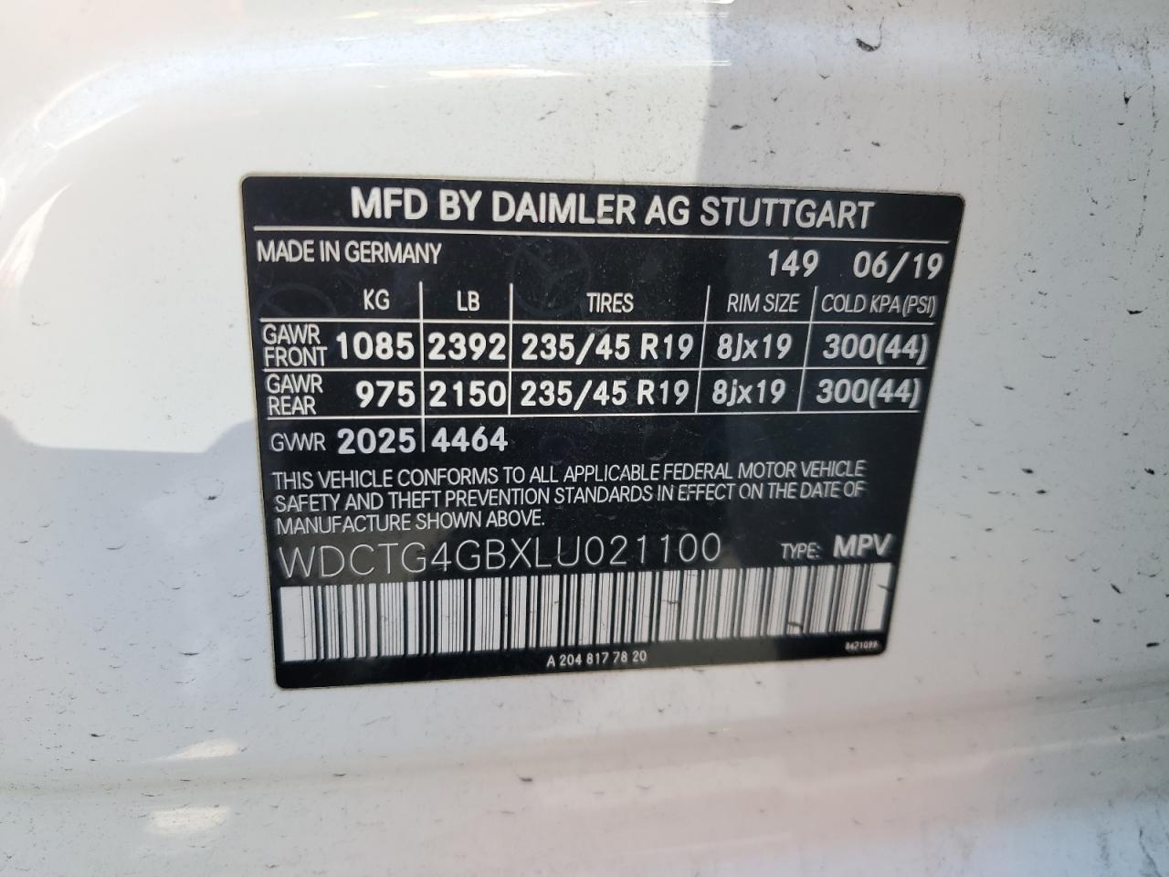 2020 Mercedes-Benz Gla 250 4Matic VIN: WDCTG4GBXLU021100 Lot: 71562195