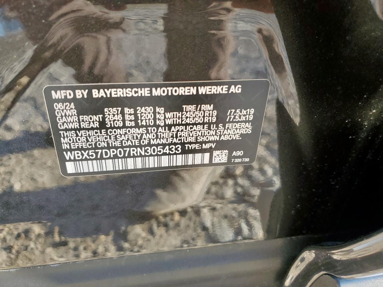 2024 BMW X3 xDrive30I VIN: WBX57DP07RN305433 Lot: 68539575