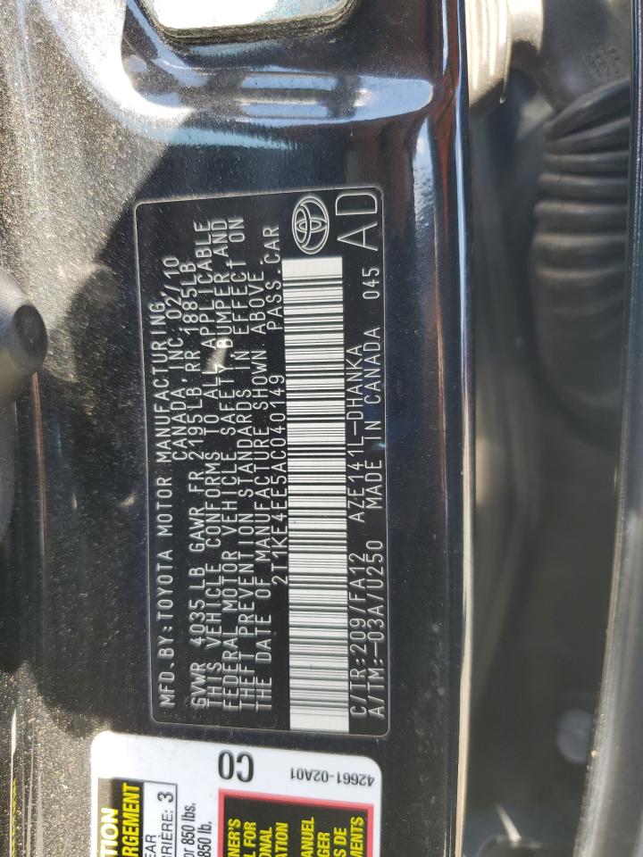 2010 Toyota Corolla Matrix S VIN: 2T1KE4EE5AC040149 Lot: 81017545