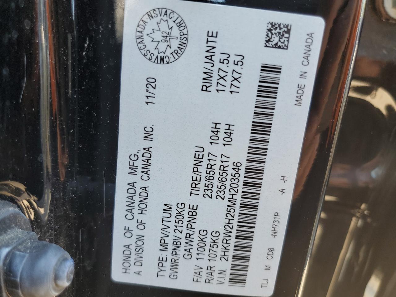 2021 Honda Cr-V Lx VIN: 2HKRW2H25MH203546 Lot: 84602445