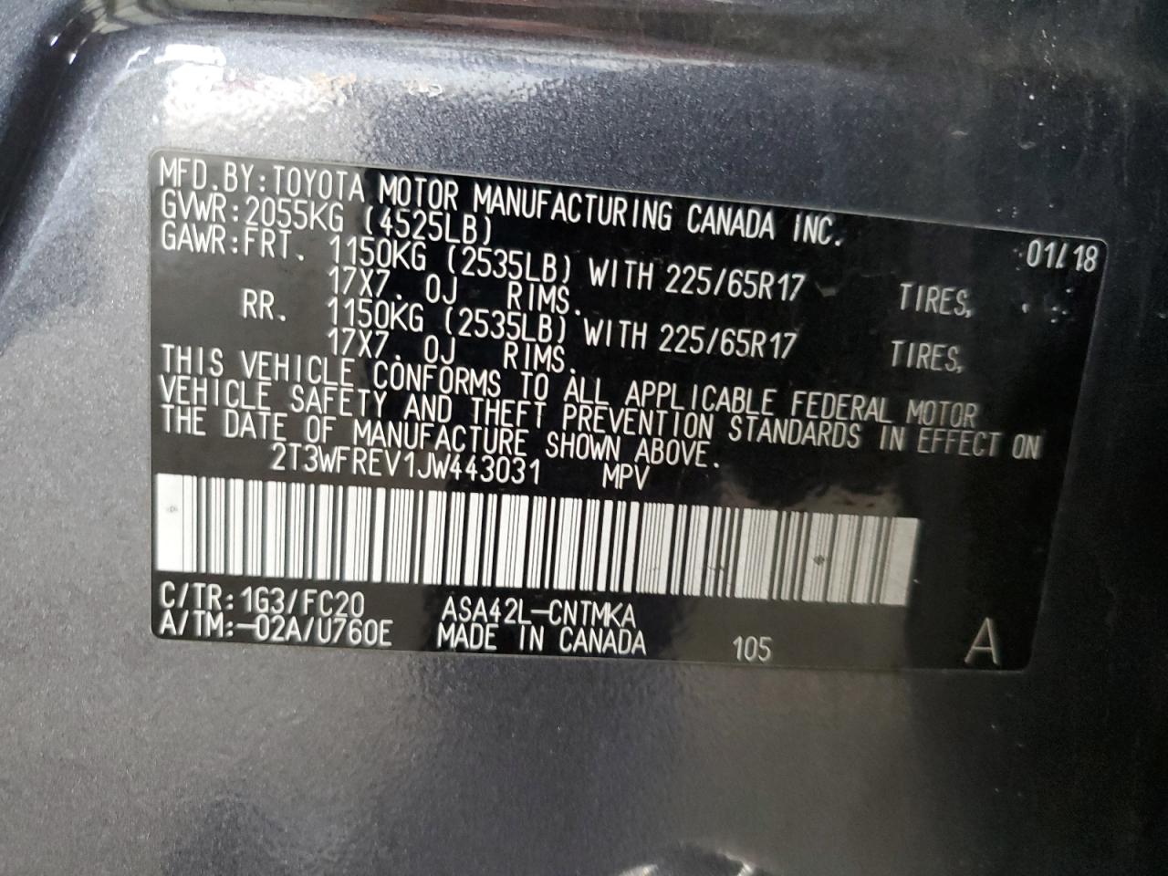 2018 Toyota Rav4 Adventure VIN: 2T3WFREV1JW443031 Lot: 84586305