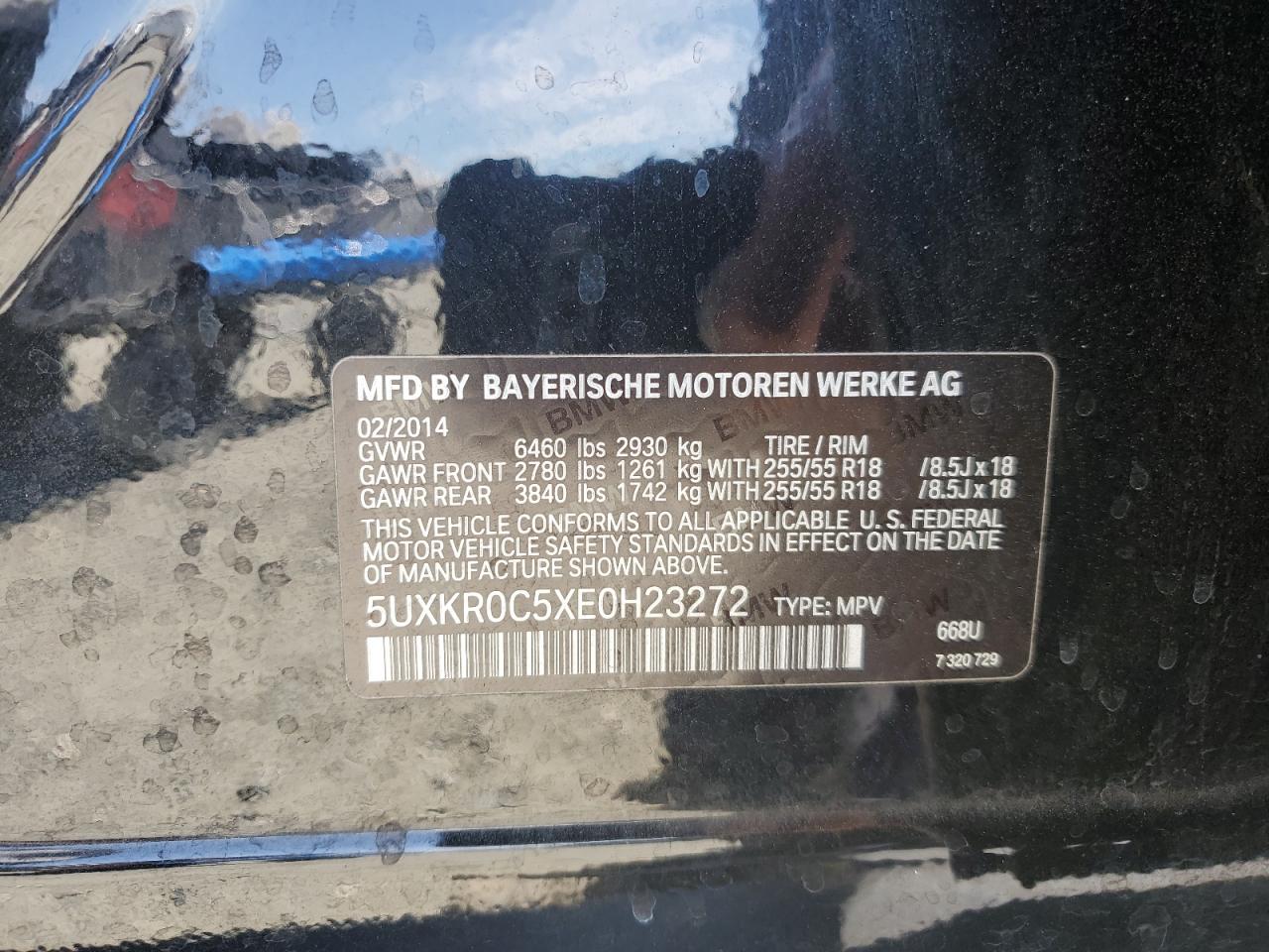 2014 BMW X5 xDrive35I VIN: 5UXKR0C5XE0H23272 Lot: 71549215